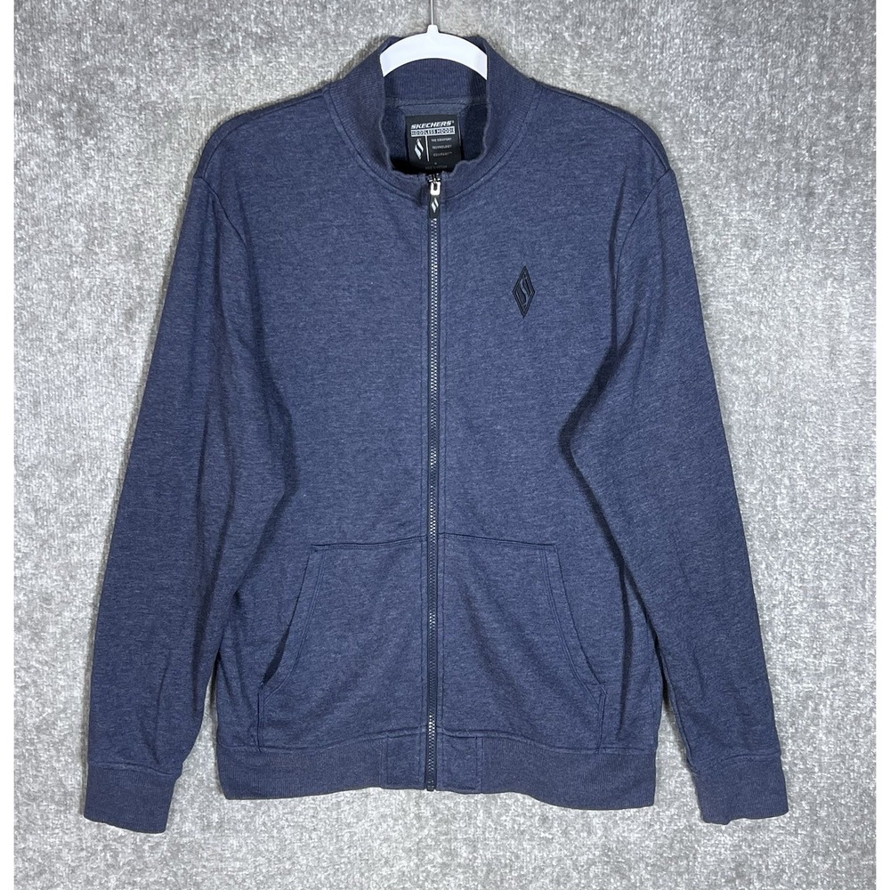 Skechers Hoodless Hoodie Sweatshirt Womens Size Medium Blue Pockets Front Zip
